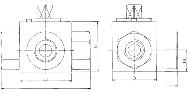 Size of KHB3K Three way Hydraulic Ball Valve Size of KHB3K Three way Hydraulic Ball Valve