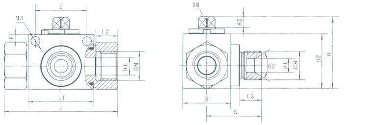 size of VH3V Three way Hydraulic Ball Valve