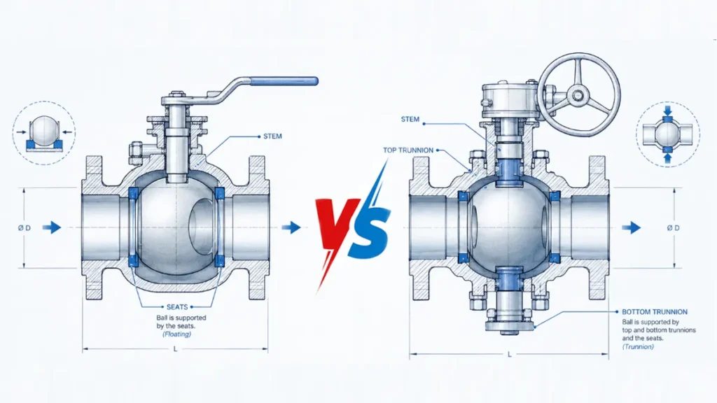 floating ball valve vs trunnion ball valve